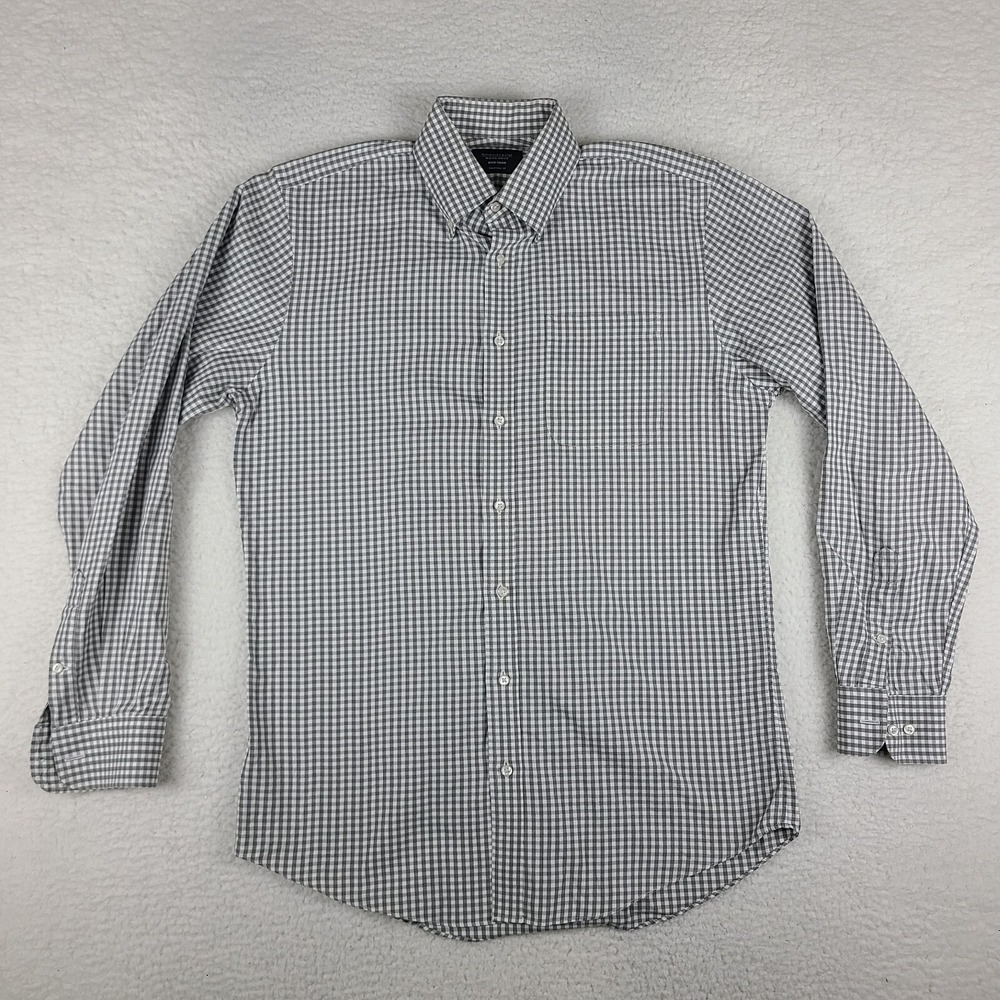 Nordstrom Dress Shirt Mens 15-35 Gray Non Iron Traditional Fit Button Up